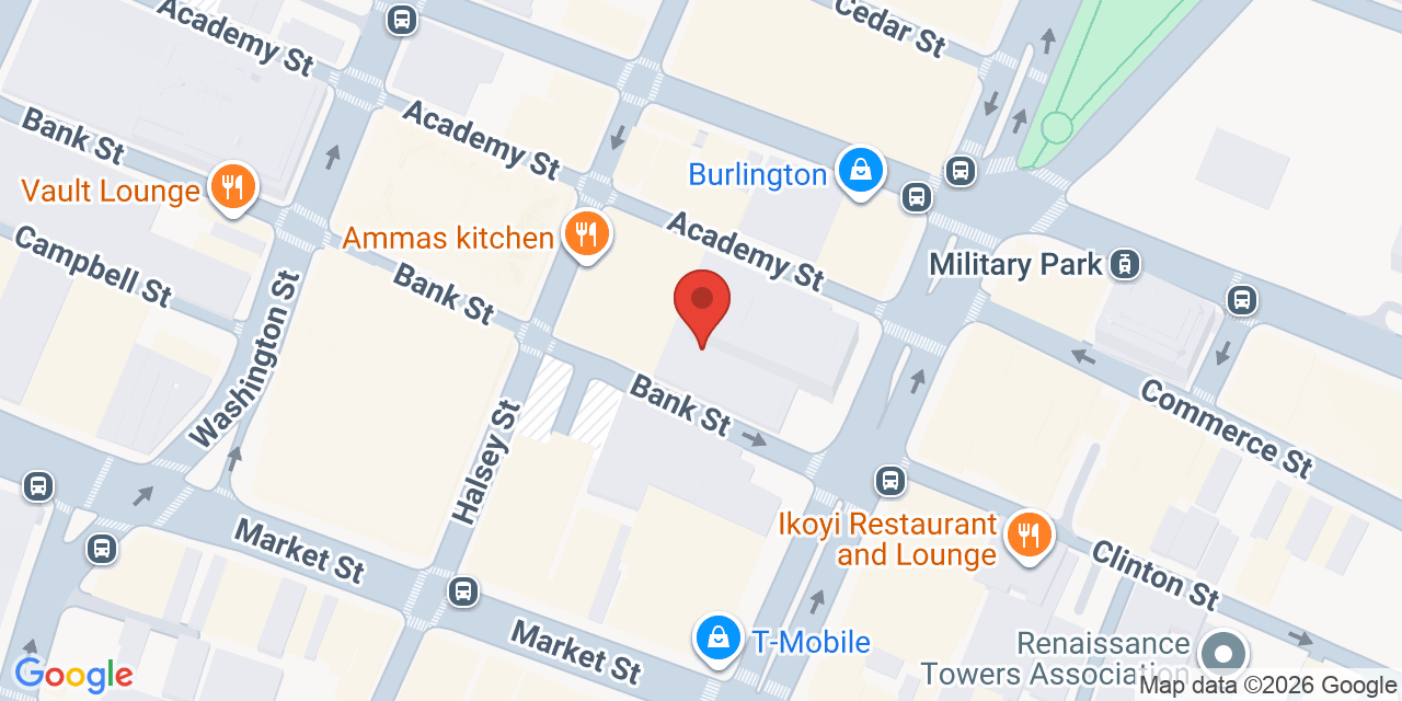 Map showing the location of 751 Broad St, Newark, NJ 07102