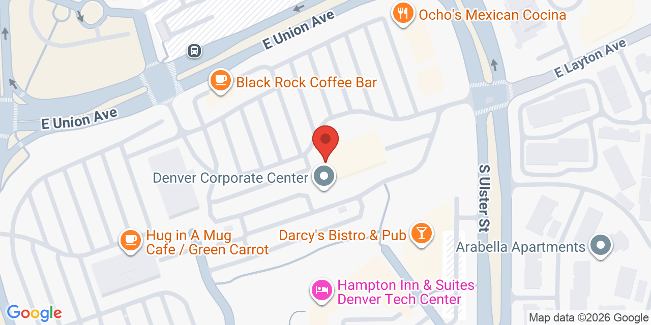 Map showing the location of 7900 E Union Ave # 1100, Denver, CO 80237