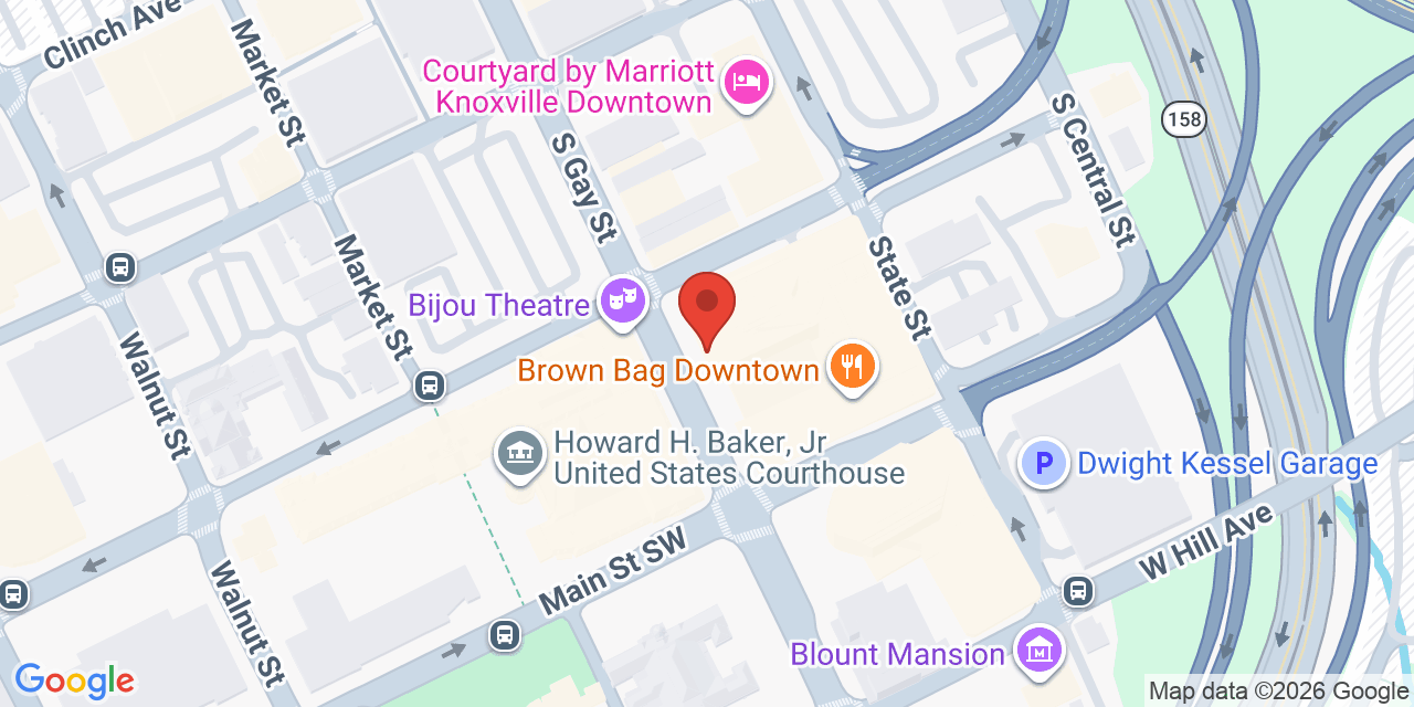 Map showing the location of 800 S Gay St #700, Knoxville, TN 37929