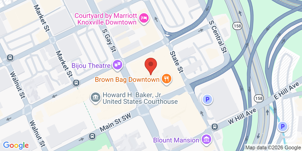 Map showing the location of 800 S Gay St, Knoxville, TN 37929