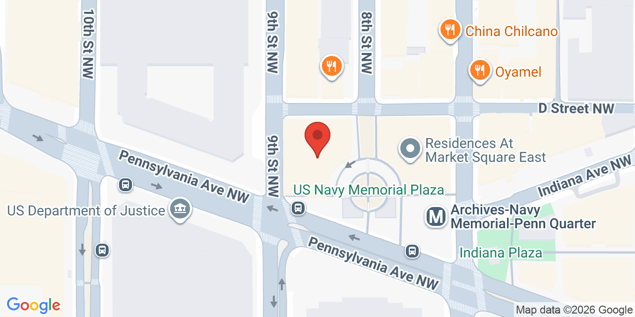 Map showing the location of 801 Pennsylvania Ave NW, Washington, DC 20004