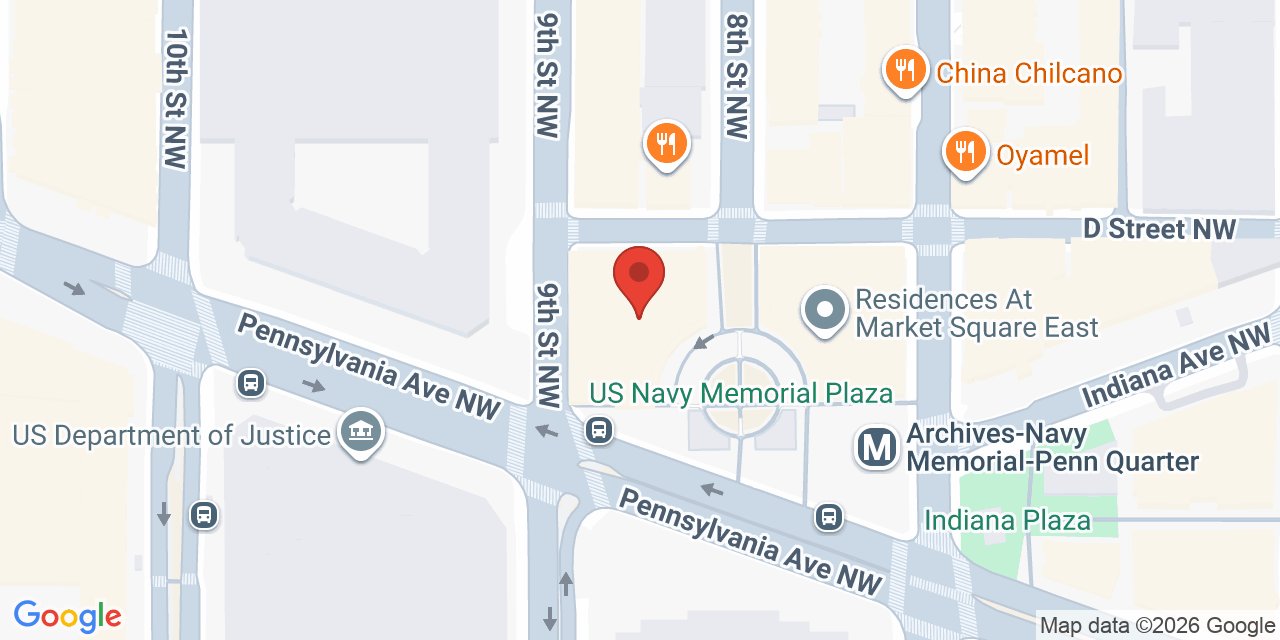 Map showing the location of 801 Pennsylvania Avenue Northwest, Washington, DC 20004