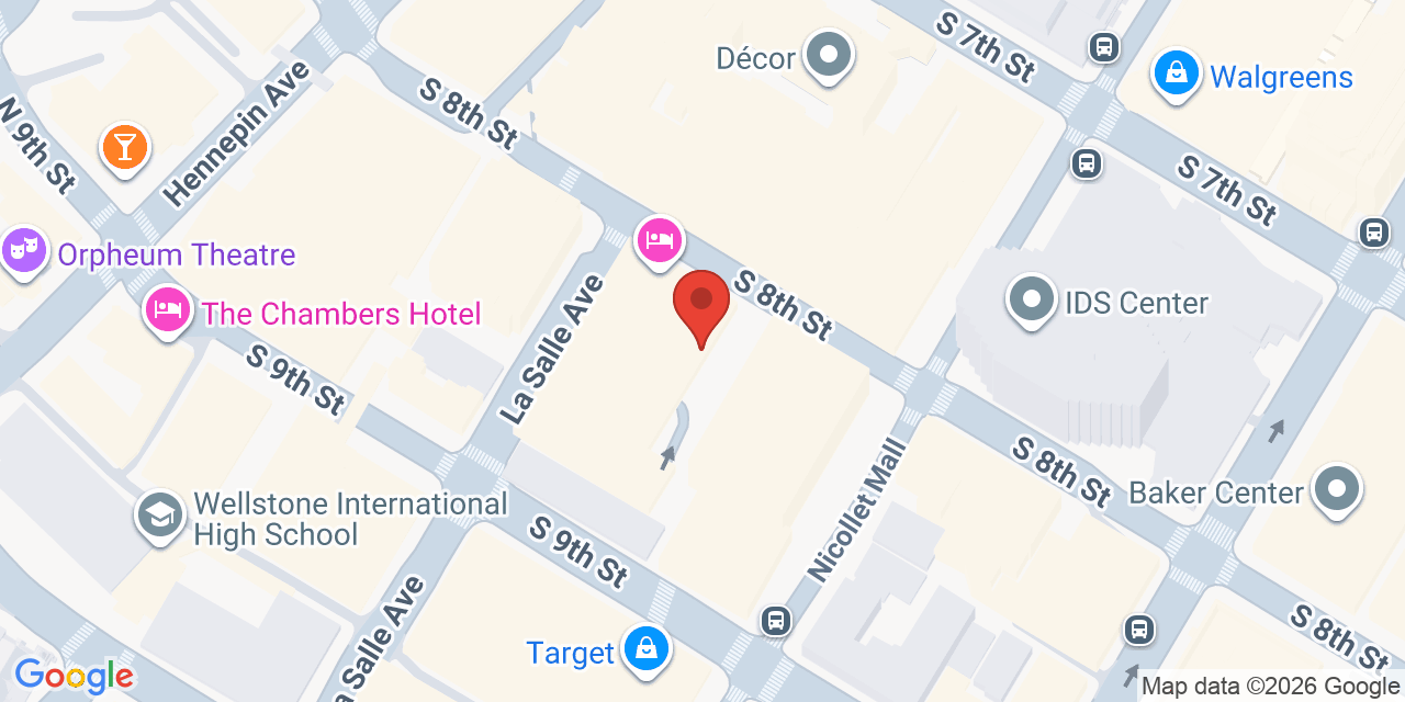Map showing the location of 811 La Salle Ave, Minneapolis, MN 55402
