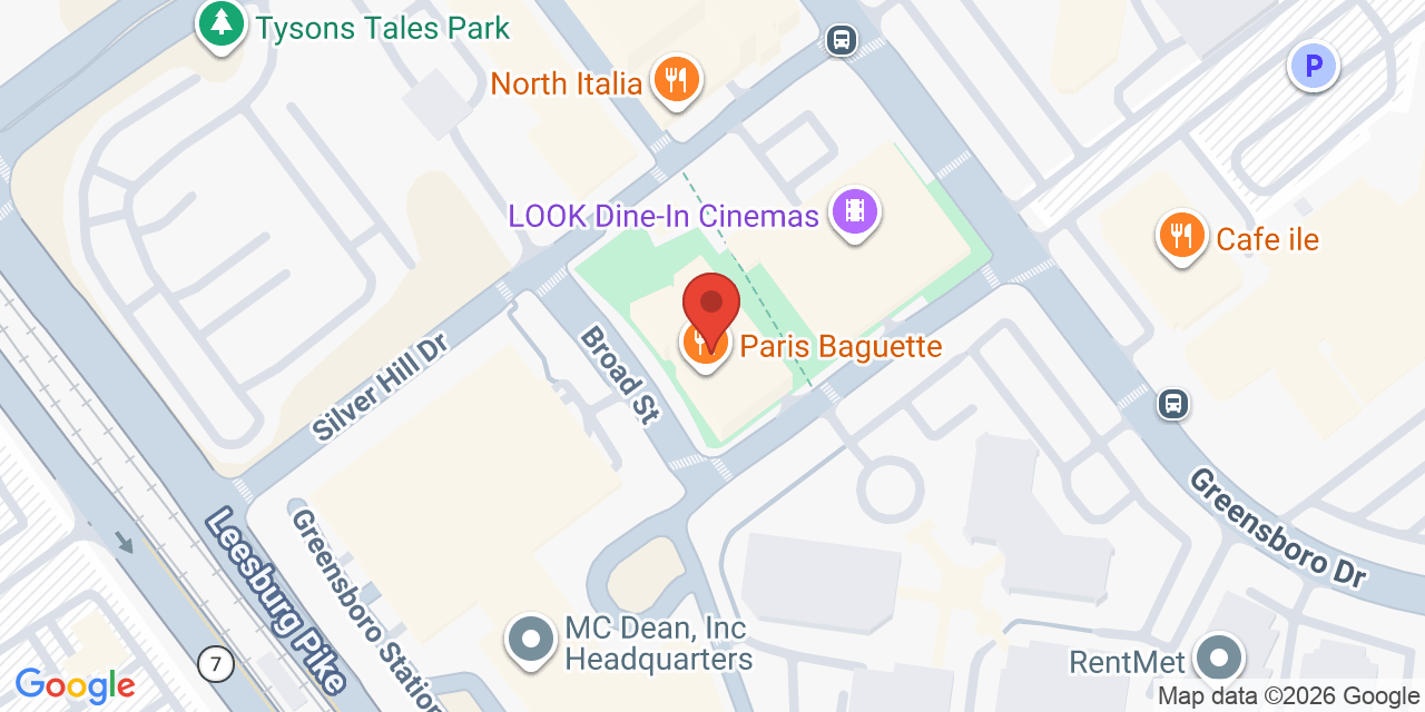 Map showing the location of 8350 Broad St Suite 1600, Tysons, VA 22102