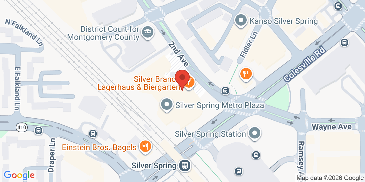 Map showing the location of 8403 Colesville Rd #1100, Silver Spring, MD 20910