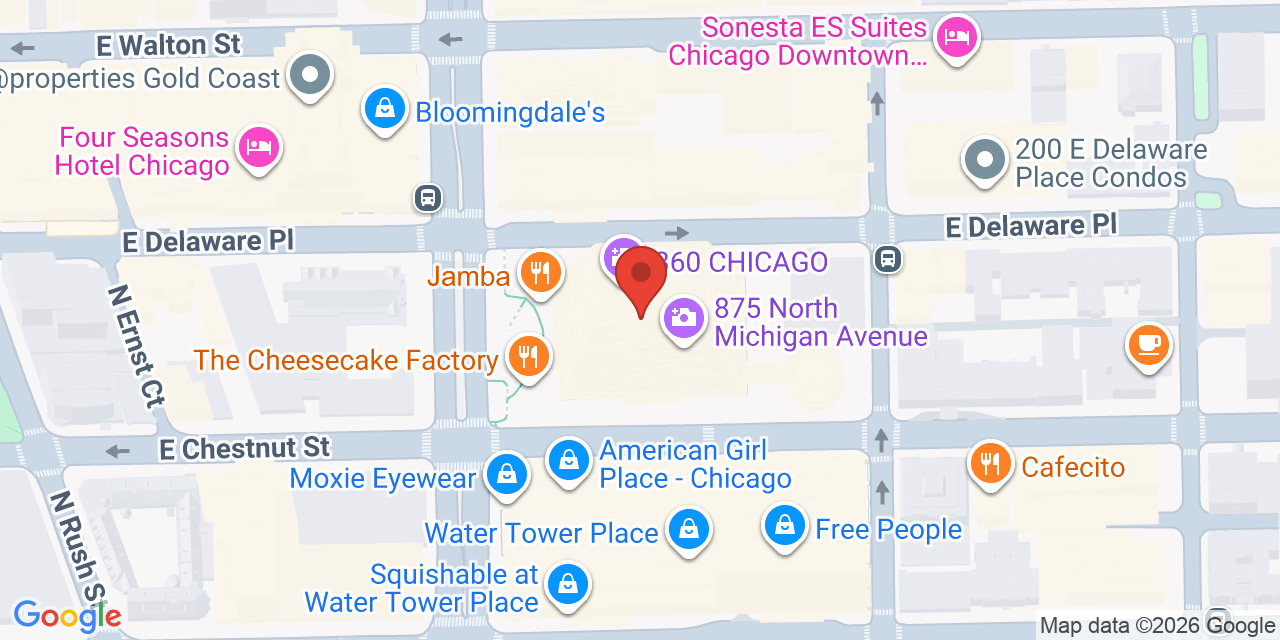 Map showing the location of 875 N Michigan Ave, Chicago, IL 60611