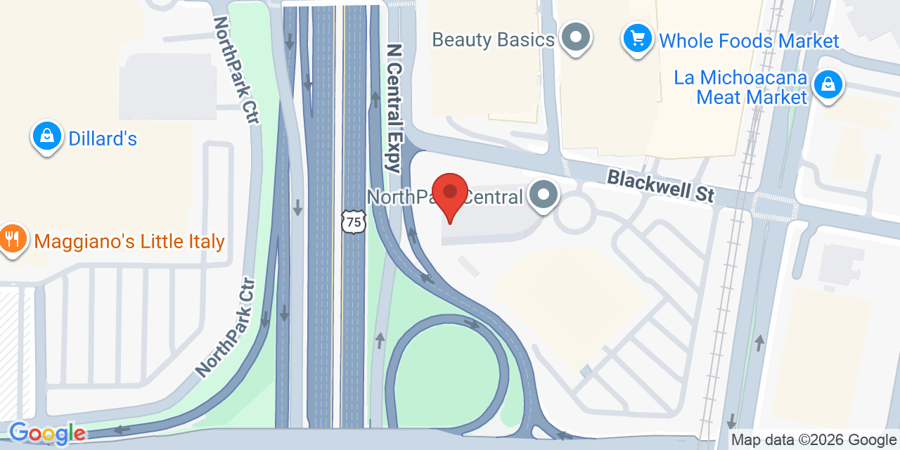 Map showing the location of 8750 N Central Expy, Dallas, TX 75231