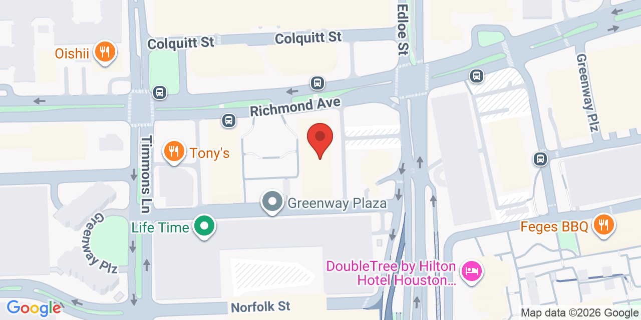 Map showing the location of 9 E Greenway Plaza, Houston, TX 77046