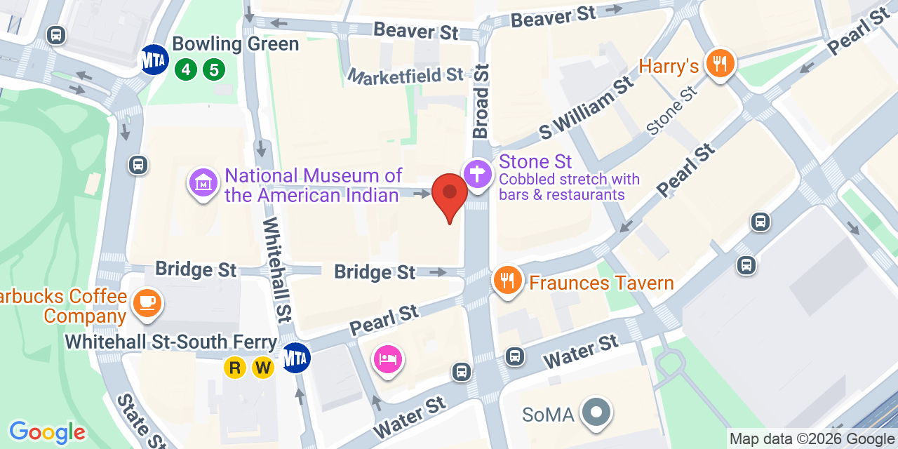 Map showing the location of 90 Broad St, New York, NY 10004
