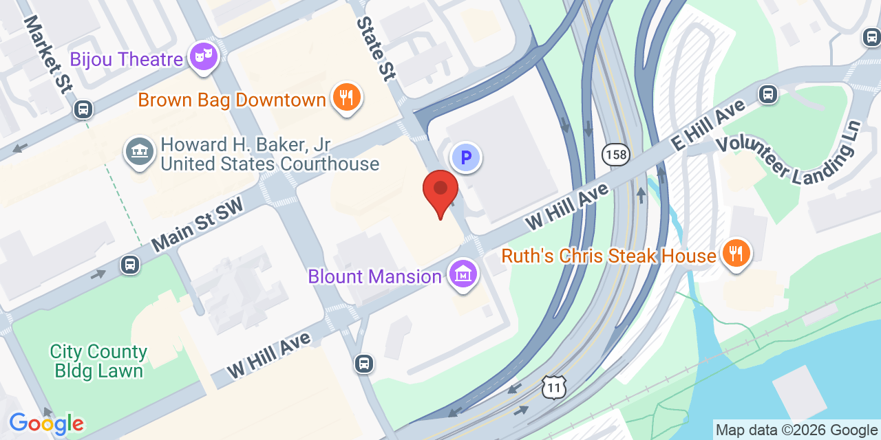 Map showing the location of 900 S Gay St, Knoxville, TN 37902