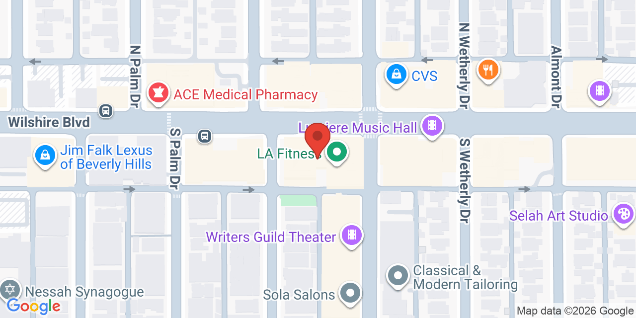 Map showing the location of 9100 Wilshire Blvd, Beverly Hills, CA 90212