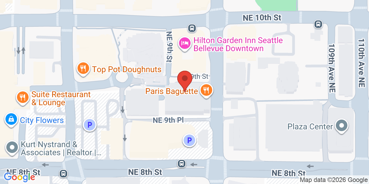 Map showing the location of 929 108th Ave NE, Bellevue, WA 98004