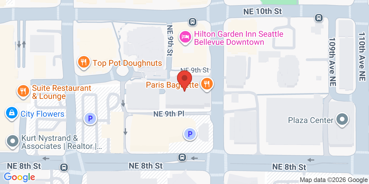 Map showing the location of 929 108th Ave NE Unit 1200, Bellevue, WA 98004