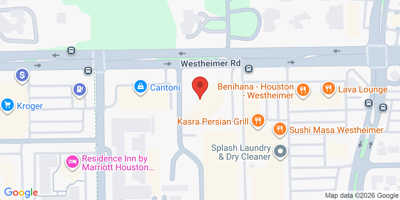 Map showing the location of 9801 Westheimer Rd #300, Houston, TX 77042