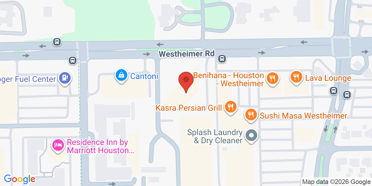 Map showing the location of 9801 Westheimer Road, Houston, TX