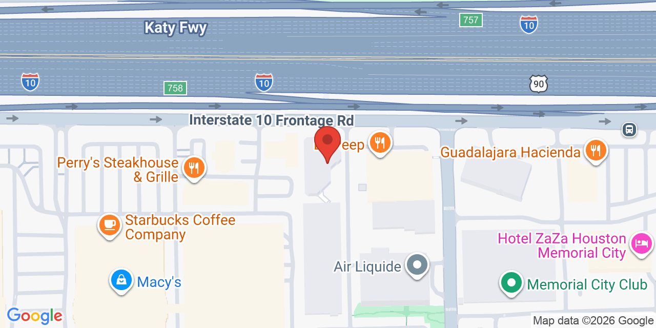 Map showing the location of 9821 Katy Freeway, Houston, TX 77024